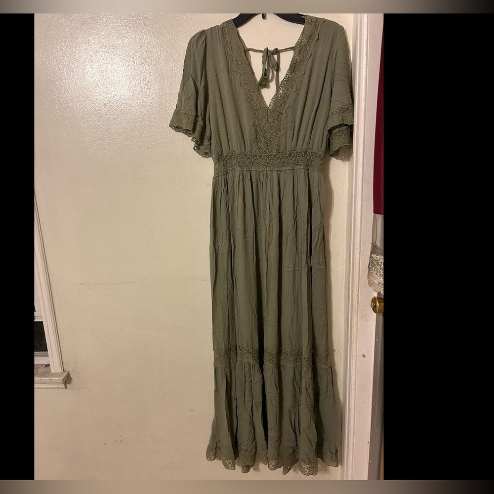 Ivy May Olive Green Maxi Dress